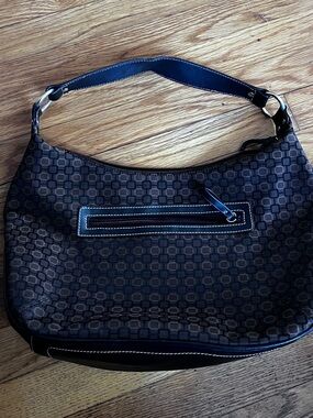Nine West Brown Patterned Shoulder Bag with Black Trim
